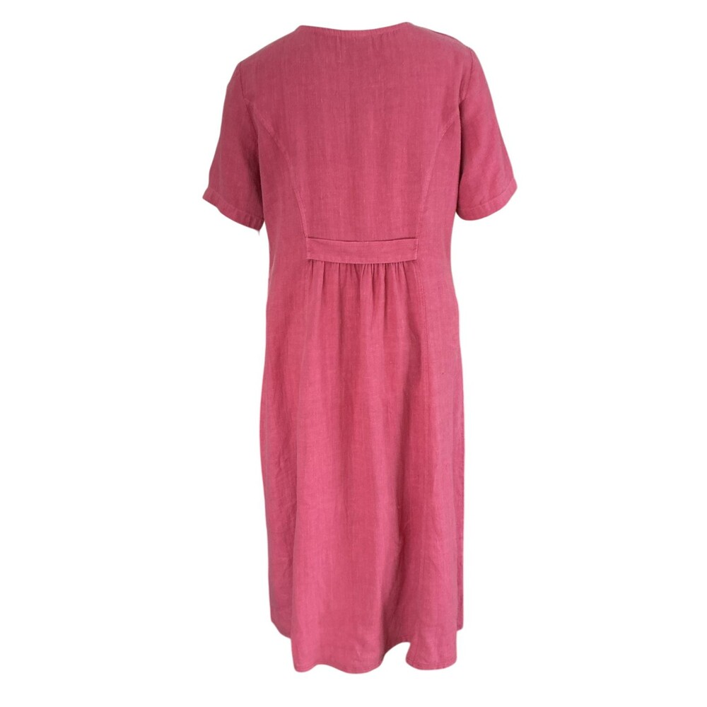 VTG Blue Fish Linen Dress L Coral Southwestern Dragonfly Graphics Lagenlook BOHO - Picture 5 of 12